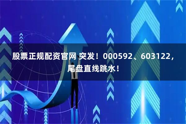 股票正规配资官网 突发！000592、603122，尾盘直线跳水！